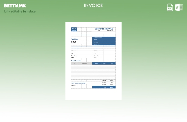 Шаблон за фактура за бесплатна проценка во модерен стил
